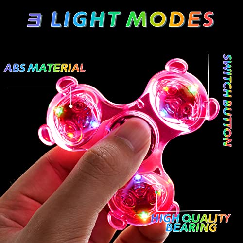 SCIONE 5 Pack Panda Fidget Spinner LED Easter Party Favours Light up Toys for Kids-LED Crystal Fidget Finger Toy Hand Fidget Spinner-Anxiety Toys Stress Relief Reducer