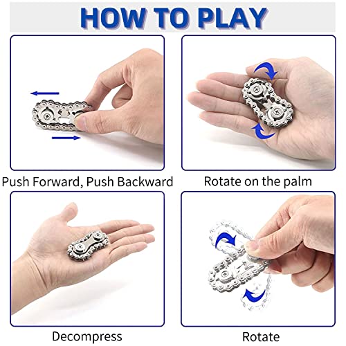 Yeefunjoy Fidget Chain Sensory Toys, Single Finger Smooth Fast Bearings Bike Chain Gears Hand Fidget Rotating, Durable Mechanics, Relieve Stress, Anxiety, Party Favors Gifts For Kids Adult Autism ADHD