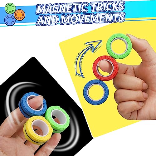 Magnetic Finger Ring Toy For Kids Adults, Magnet Fidget Spinner Toy Spining Top For Stress Relief, Anti Anxiety, Sensory Fidget Chain Gear Novelty Gift For Boys Girls