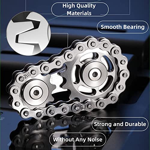 Yeefunjoy Fidget Chain Sensory Toys, Single Finger Smooth Fast Bearings Bike Chain Gears Hand Fidget Rotating, Durable Mechanics, Relieve Stress, Anxiety, Party Favors Gifts For Kids Adult Autism ADHD