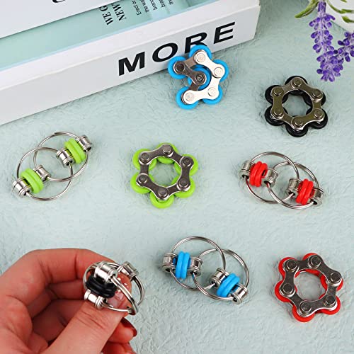 Diyiming 8 Pack Fidget Toys Bicycle Chain Decompression Toy Bike Chain Fidget Toys Set Roller Chain Fidget Toy Spinners Finger Toys for ADD ADHD Anxiety Autism Adults Kids