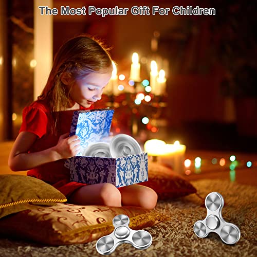Aolcev Fidget Spinner Fidget Toy Hand Spinner for Kids Adults Stainless Steel Metal 4-10 Minutes Fast Bearing Spins Hand Spinner Tri Finger Gyro Toy ADHD EDC Anxiety Stress Relief Fidget Toy-Silver