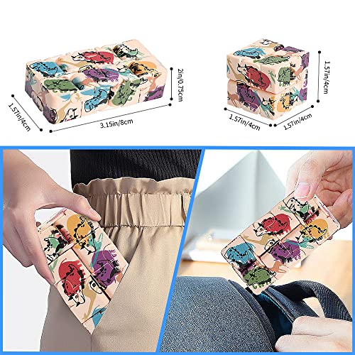 Haiky Infinity Cube Mini Hand Held Finger Fidget Puzzle Toys Stress Anxiety Relief for Adults Kids ADD ADHD Good Gift Killing Time and Fun Magic (Dinosaur)