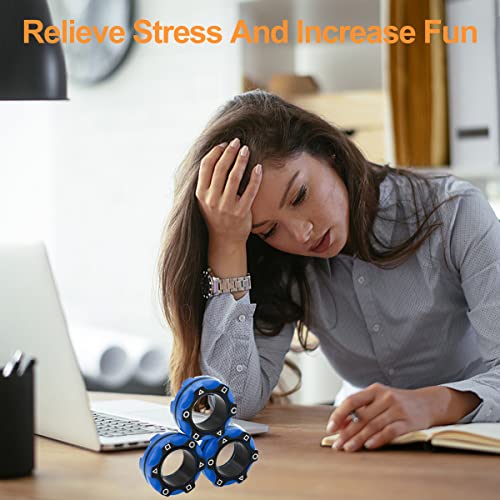 Aionly Magnetic Rings Fidget Toys,Fidget Spinners Magnets for kids,Stress Relief Fidget Rings for Anxiety,Squid Finger Game Advent Calendar Stress Toys Funny Novelty (blue)