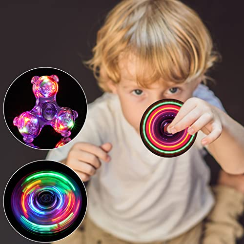SCIONE 5 Pack Panda Fidget Spinner LED Easter Party Favours Light up Toys for Kids-LED Crystal Fidget Finger Toy Hand Fidget Spinner-Anxiety Toys Stress Relief Reducer