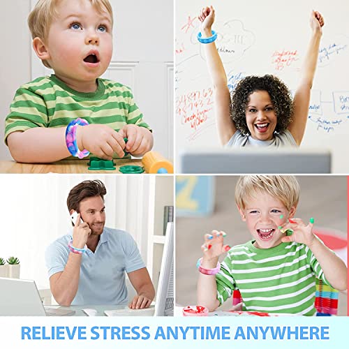 15pcs Push Pop Bracelet Bubble Fidget Toys, Hand Finger Press Multicolor Silicone Wristband Toy, Wearable Autism Special Needs Stress Reliever Fidget Bulk for Kids Party Favors (15pcs)