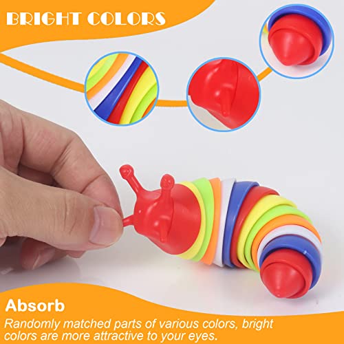 Mini Fidget Slug Articulated Fidget Toy Rainbow, 3D Print Slug, Fun Crawling Sensory Finger Toy Twist Casually Stress Relief Anti-Anxiety Slug Desk Toy, Christmas Birthday Gift for Kids Boys Girls