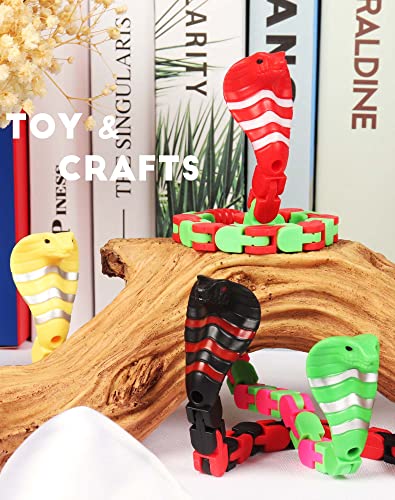 The Cobra 18 Links Wacky Tracks Snap and Click Fidget Toys, 4pcs Fidget Chain Bracelet Finger Sensory Toys, Snake Jigsaw Puzzle Toys for Kids Stress Relief, Party Bag Fillers, Party Favours, Random