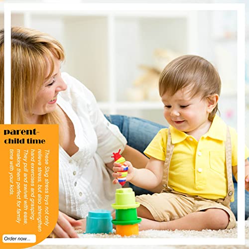 Mini Fidget Slug Articulated Fidget Toy Rainbow, 3D Print Slug, Fun Crawling Sensory Finger Toy Twist Casually Stress Relief Anti-Anxiety Slug Desk Toy, Christmas Birthday Gift for Kids Boys Girls