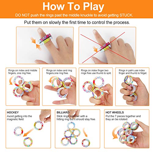 Aionly Magnetic Rings Fidget Toys,Fidget Spinners Magnets for kids,Stress Relief Fidget Rings for Anxiety,Squid Finger Game Advent Calendar Stress Toys Funny Novelty (blue)