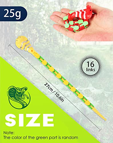 The Cobra 18 Links Wacky Tracks Snap and Click Fidget Toys, 4pcs Fidget Chain Bracelet Finger Sensory Toys, Snake Jigsaw Puzzle Toys for Kids Stress Relief, Party Bag Fillers, Party Favours, Random