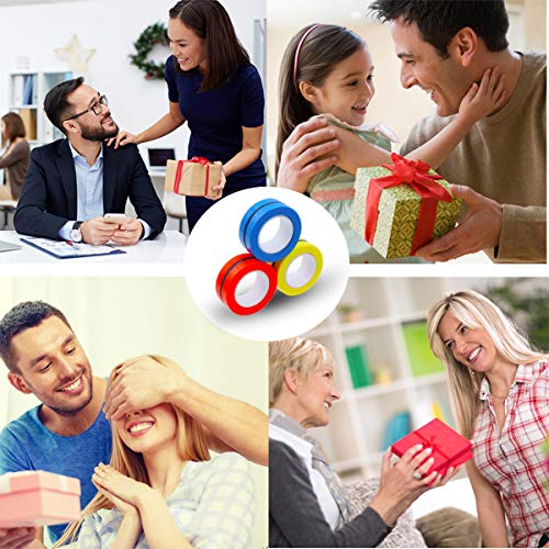 BEIJITA 3 Pcs Magnetic Rings Fidget Toys, Magnet Fidget Rings, Fidget Spinner Magnet Toys for Adults Kids Decompression Anxiety Stress Relief Magnetic Finger Fidget Rings