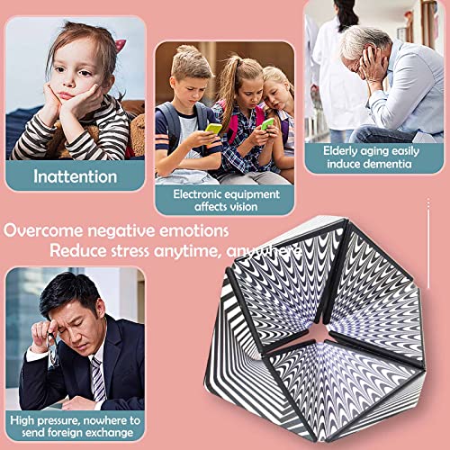 Yiran Infinity Fidget Flip Toy, Transforming Magic Cube Fidget Finger Toy Stress & Anxiety relief, Stay Calm & Focused Fidget Toy Infinite Cube Tear-Resistant Desk Manipulative Gadget for Kids Adult