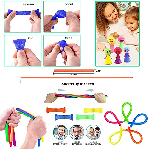 40 Pcs Fidget Toys Pack, Fidget Toy Sensory Set, Decompression Toy with Push Pop Bubble Inf-inite Cube, Stress Relieves Sqùeeze Poppet Toy for Adults Kids Party Favors Bags Fillers