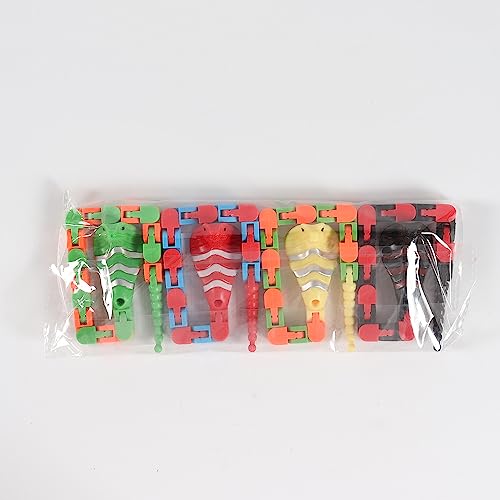 The Cobra 18 Links Wacky Tracks Snap and Click Fidget Toys, 4pcs Fidget Chain Bracelet Finger Sensory Toys, Snake Jigsaw Puzzle Toys for Kids Stress Relief, Party Bag Fillers, Party Favours, Random