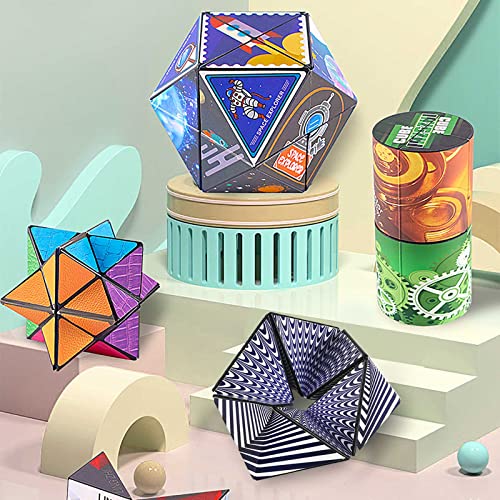 Yiran Infinity Fidget Flip Toy, Transforming Magic Cube Fidget Finger Toy Stress & Anxiety relief, Stay Calm & Focused Fidget Toy Infinite Cube Tear-Resistant Desk Manipulative Gadget for Kids Adult