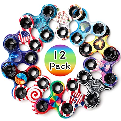Fidget Toys 12 Pack,Fidget Spinners Pack for Kids Adults, Sensory Fidget Toys Packs, Anxiety Toys Stress Relief, Fidgets Best Hand Spinner Finger Bearing Trispinner Toy
