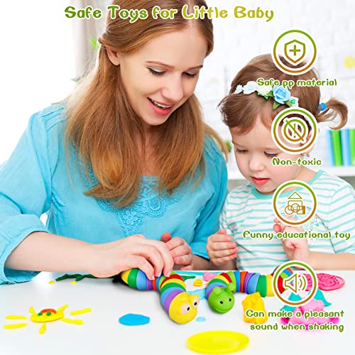 Dacitiery 2Pcs Fidget Slug Toy Articulated Fingers, Realistic 3D Printed Sensory Slug Fidget Toy, Crawling Sensory Toy Stress Relief Toy for Kids Adults