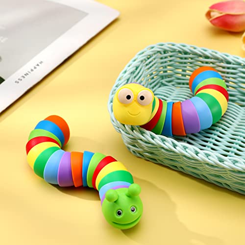Dacitiery 2Pcs Fidget Slug Toy Articulated Fingers, Realistic 3D Printed Sensory Slug Fidget Toy, Crawling Sensory Toy Stress Relief Toy for Kids Adults