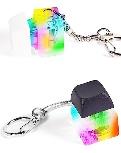 Yiran Fidget Toys Keyboard with LED Light, 2pcs Fidget Keyboard Keychain Stress Relief Toys for Adults Kids, Finger Keyboard Keychain Fidget Toys, Desk Toys, ADHD Toys,Sensory Toys,Gift for Boys Girls