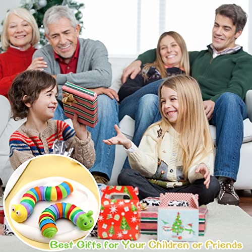 Dacitiery 2Pcs Fidget Slug Toy Articulated Fingers, Realistic 3D Printed Sensory Slug Fidget Toy, Crawling Sensory Toy Stress Relief Toy for Kids Adults