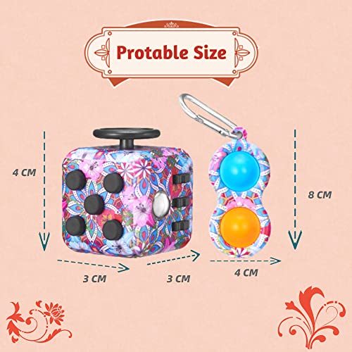 MarckersHome Fidget cube & keychain Bubble Toy Pop Fidget pack Fidget Toys Set 6 Sides Sensory Cube with Click Ball Killing Time Finger Toy Anxiety Relief Stress Gift for Kids&Adults
