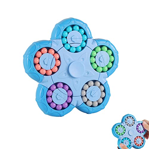 SUOXU Magic Bean Rotating Cube Hand Spinner Jigsaw Puzzle Toy Relief Sensory Fidget Sorting Brain Training Iq Games Spinning Finger Gift for Kids age 3 Above, Style 2-blue (s001)