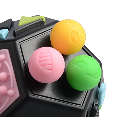 Jim's Store Cube Fidget Toys Cube Stress Relief Fidget Anxiety Relief Toys 12 Sides Decompression Sensory Finger Toy for Adults Kids (black+green)