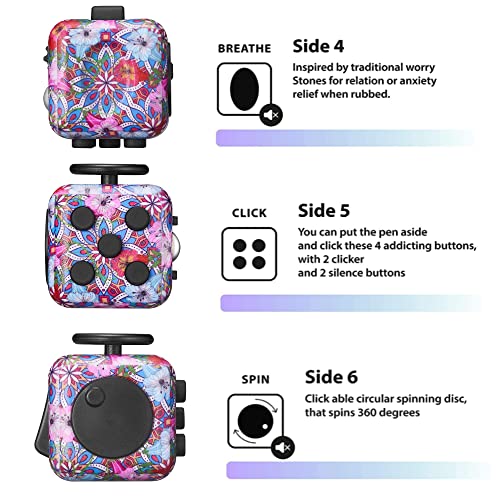 MarckersHome Fidget cube & keychain Bubble Toy Pop Fidget pack Fidget Toys Set 6 Sides Sensory Cube with Click Ball Killing Time Finger Toy Anxiety Relief Stress Gift for Kids&Adults
