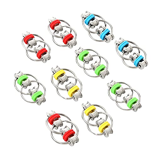 Milaloko 10 Pack Flippy Chain Fidget Finger Sensory Toys for Kids Adults Stress and Anxiety Relief