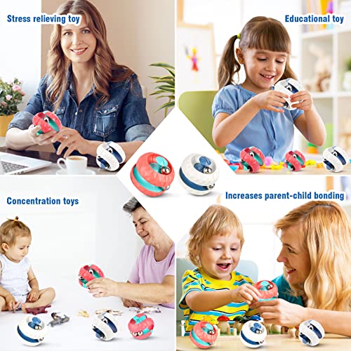 2 Pcs Orbit Ball Fidget Pinball, Track Pinball Finger Spinner Rotating Cube Bead Orbit Ball Maze Ball, Pinball Gyro Cube Anxiety Relief Sensory Toys Educational Puzzle Games for Kids and Adults