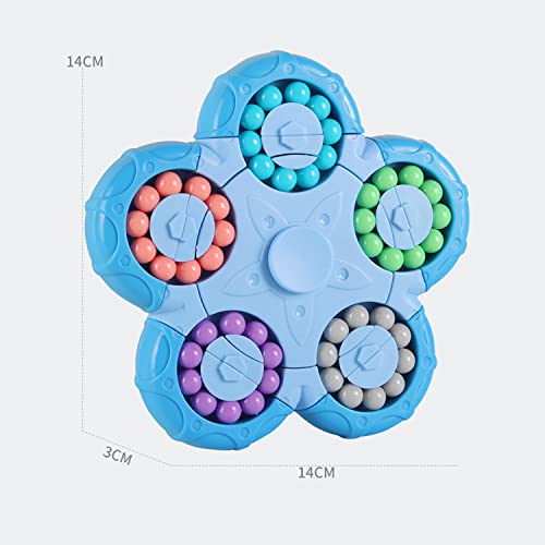 SUOXU Magic Bean Rotating Cube Hand Spinner Jigsaw Puzzle Toy Relief Sensory Fidget Sorting Brain Training Iq Games Spinning Finger Gift for Kids age 3 Above, Style 2-blue (s001)