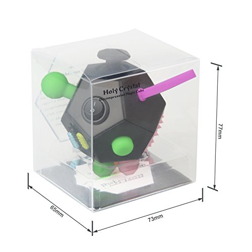 Jim's Store Cube Fidget Toys Cube Stress Relief Fidget Anxiety Relief Toys 12 Sides Decompression Sensory Finger Toy for Adults Kids (black+green)