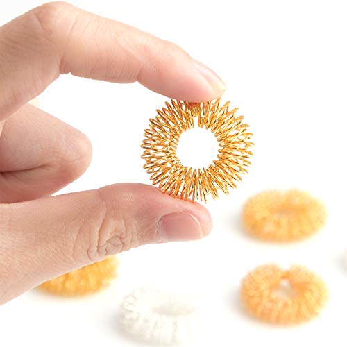 FEPITO 20 Packs Spiky Massage Finger Rings, Finger Acupressure Ring Set Fidget Massage Toy For Kids Teens Adults, 2 Colors