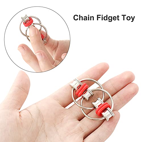 Milaloko 10 Pack Flippy Chain Fidget Finger Sensory Toys for Kids Adults Stress and Anxiety Relief
