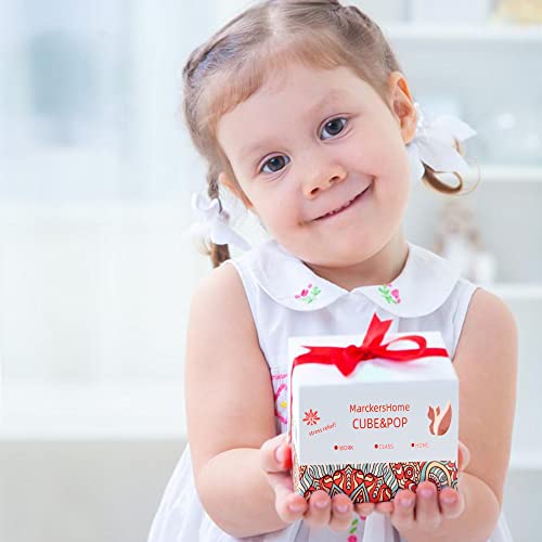 MarckersHome Fidget cube & keychain Bubble Toy Pop Fidget pack Fidget Toys Set 6 Sides Sensory Cube with Click Ball Killing Time Finger Toy Anxiety Relief Stress Gift for Kids&Adults