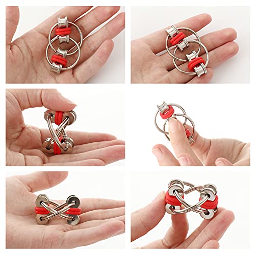 Milaloko 10 Pack Flippy Chain Fidget Finger Sensory Toys for Kids Adults Stress and Anxiety Relief