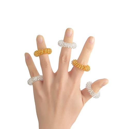 FEPITO 20 Packs Spiky Massage Finger Rings, Finger Acupressure Ring Set Fidget Massage Toy For Kids Teens Adults, 2 Colors