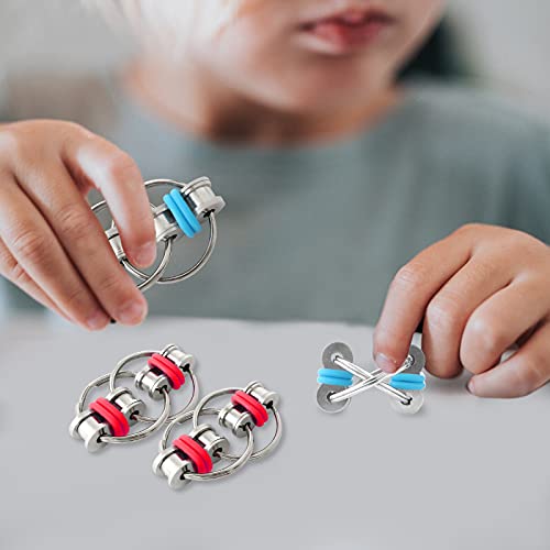 Milaloko 10 Pack Flippy Chain Fidget Finger Sensory Toys for Kids Adults Stress and Anxiety Relief