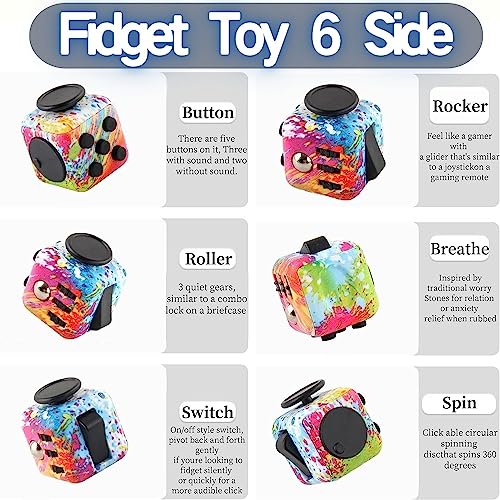 Steemjoey 2 PCS Fidget Toy Set, Fidget Pad, Fidget Toy Cube Sensory Toy Relieves Stress and Anxiety Toys Finger Toy Office Classroom Toy Gift for ADD, ADHD, Autism, Adults, Kids (Colour)