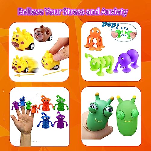 Lubibi Fidget Toys Set,31 Pcs Fidget Pack For Anxiety Relief Stress Sensory Toys Fidget Box with Finger Puppets Bubble Pop Stress Ball Birthday Party Favors for Kids and Adults