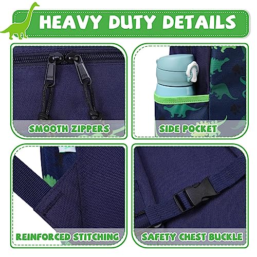 Toddler Backpacks,VASCHY 11.5L Cute Dinosaur Kids Backpack for Boys Water Resistant Children's Backpack for 2 to 5 Years Old School Bag for Kindergarten Daycare with Chest Strap and Side Pocket(Green)