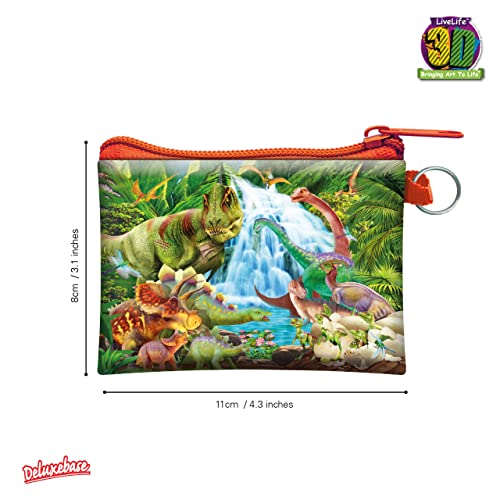 3D LiveLife Coin Purse - Dinosaur Mountain from Deluxebase. Lenticular 3D Jurassic Purse. Cash, Coin and Card Holder with Secure Zip Featuring Artwork Licensed from Renowned Michael Searle