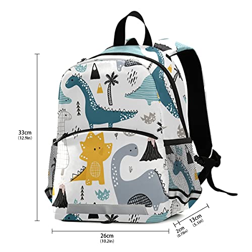 Dino Scandinavian Style Kids Backpack for Toddlers, Small Dinosaur Backpack for Kids School Travel Bag Picnic Meal Bag for Boys Girls