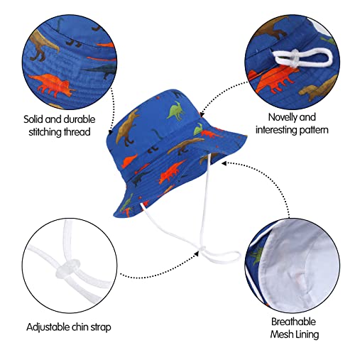 JUPSK Kid's Bucket Hat,Unisex Child Summer Hat Dinosaur Hat Children's Sun Hat Beach Hat Courtyard Play Hat UV Protection Hat Soft Portable Foldable Cap Multicoloured