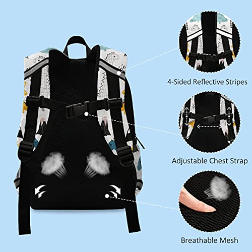 Dino Scandinavian Style Kids Backpack for Toddlers, Small Dinosaur Backpack for Kids School Travel Bag Picnic Meal Bag for Boys Girls
