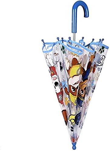 Nickelodeon Transparent Paw Patrol Umbrella for Children Blue Stick Umbrella for Boys - Marshall Chase and Rubble Print - Windproof Dome Brolly with Safety Opening 65CM