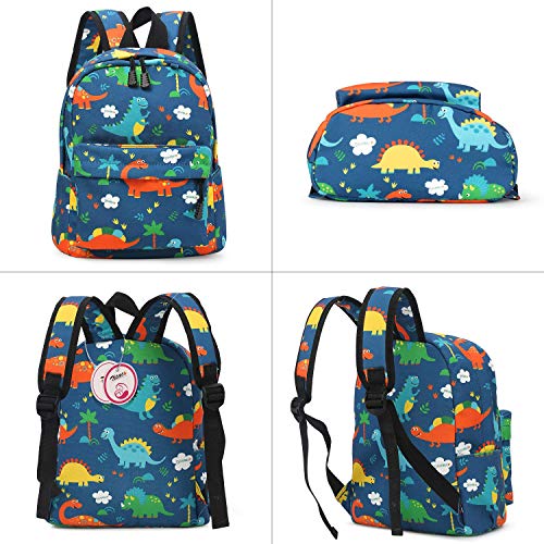 Zicac Kids Backpack Baby Child School Bag Dino Backpack Kindergarten Canvas Daypack Toddler Boy Girl Backpack Cartoon Coin Purse (Lightblue)