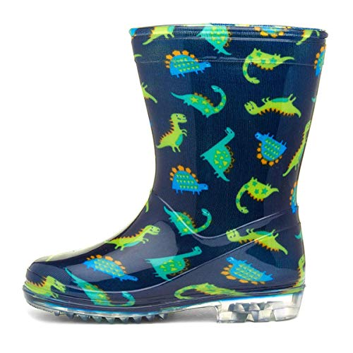Zone - Kids Dinosaur Navy & Green Welly - Size 7 Child UK - Multicolour