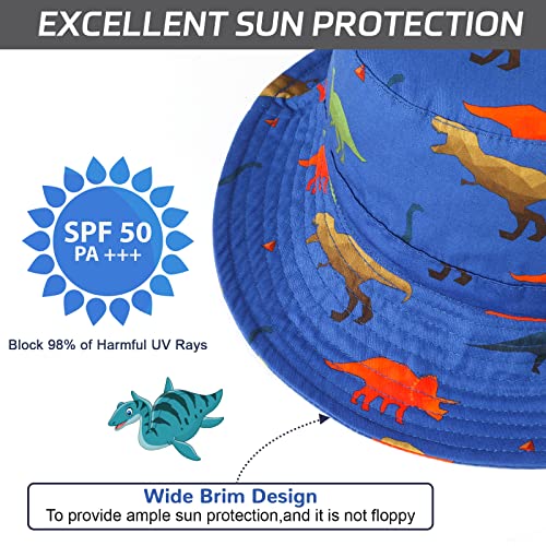 JUPSK Kid's Bucket Hat,Unisex Child Summer Hat Dinosaur Hat Children's Sun Hat Beach Hat Courtyard Play Hat UV Protection Hat Soft Portable Foldable Cap Multicoloured